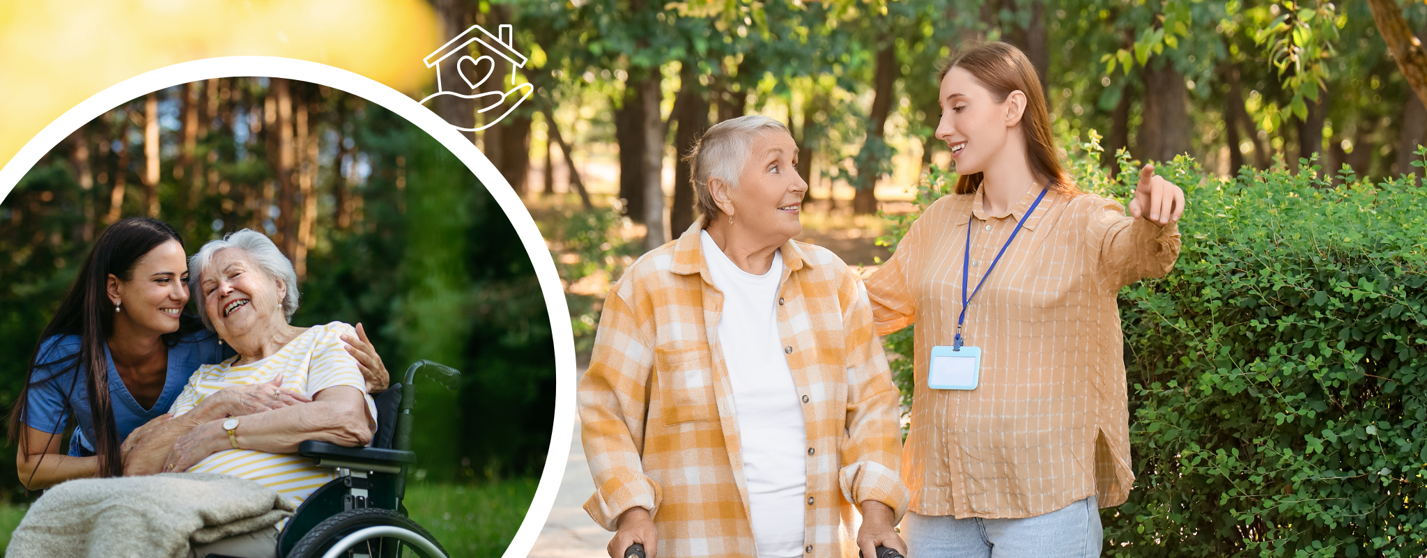 Disability support worker walking with participant